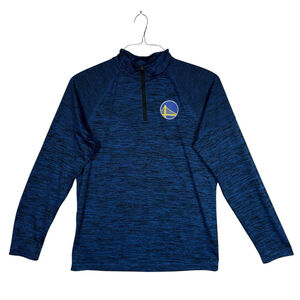 Golden State Warriors Shirt Mens M Blue NBA Basketball Quarter Zip Long Sleeve